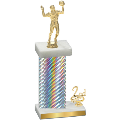 Accented Single Silver Carbon Fiber Second Place Volleyball Trophy