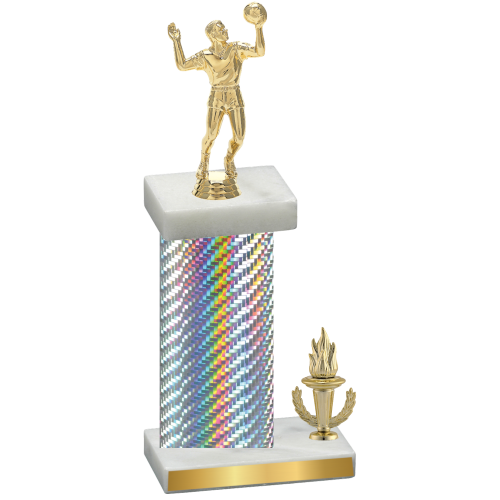 Accented Single Silver Carbon Fiber Victory Volleyball Trophy