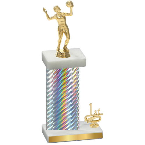 Accented Single Silver Carbon Fiber First Place Volleyball Trophy