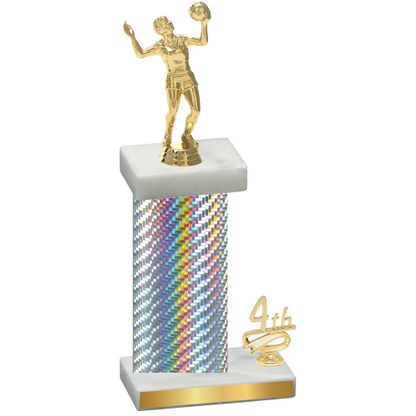 Accented Single Silver Carbon Fiber Fourth Place Volleyball Trophy