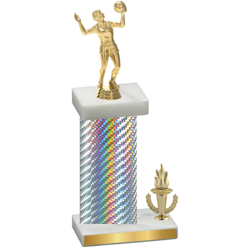 Accented Single Silver Carbon Fiber Victory Volleyball Trophy