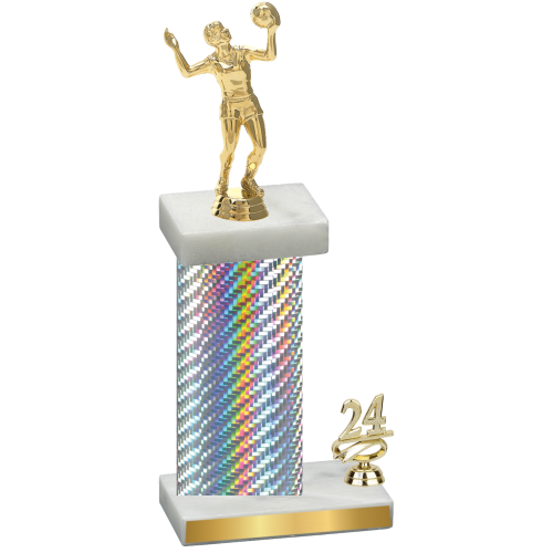 Accented Single Silver Carbon Fiber Year Volleyball Trophy