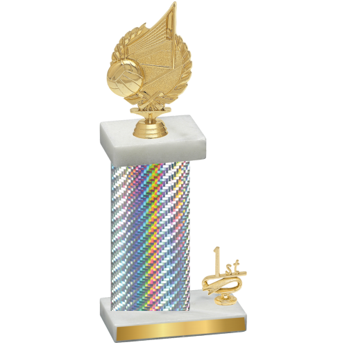 Accented Single Silver Carbon Fiber First Place Volleyball Trophy