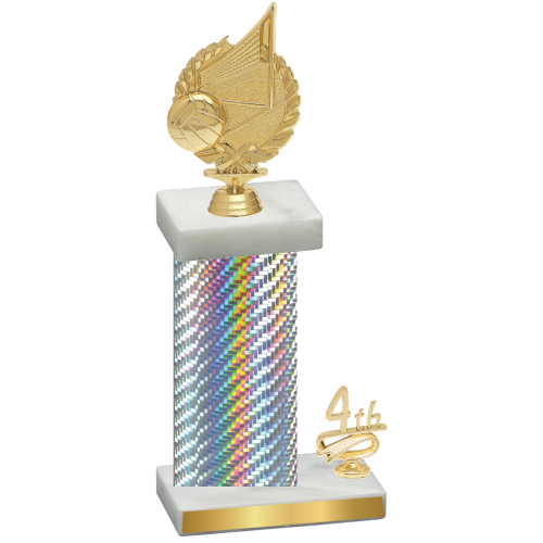 Accented Single Silver Carbon Fiber Fourth Place Volleyball Trophy