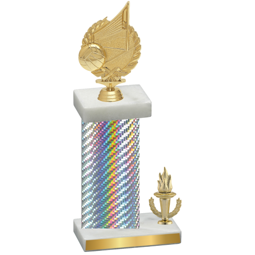 Accented Single Silver Carbon Fiber Victory Volleyball Trophy