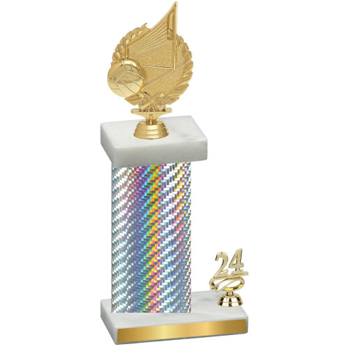 Accented Single Silver Carbon Fiber Year Volleyball Trophy