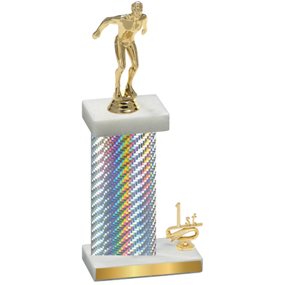 Accented Single Silver Carbon Fiber First Place Swimming Trophy