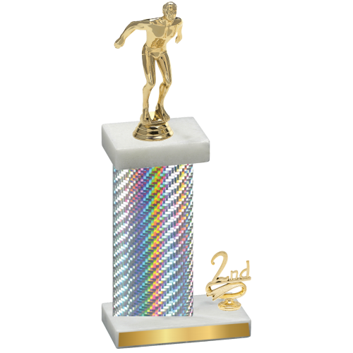 Accented Single Silver Carbon Fiber Second Place Swimming Trophy