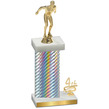 Accented Single Silver Carbon Fiber Fourth Place Swimming Trophy