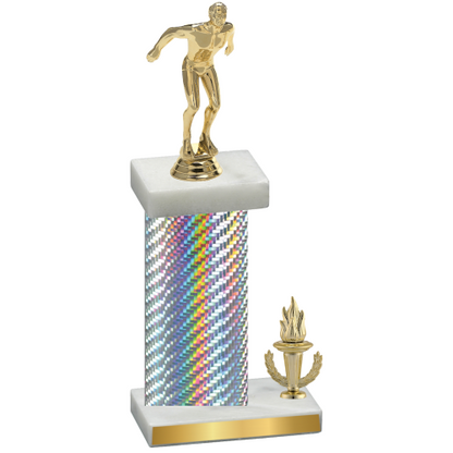Accented Single Silver Carbon Fiber Victory Swimming Trophy