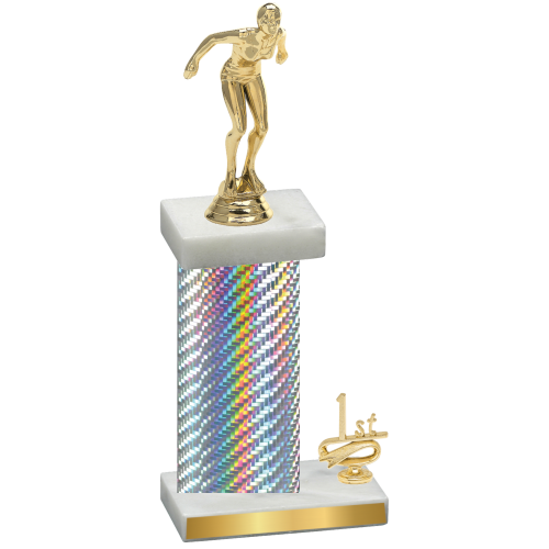 Accented Single Silver Carbon Fiber First Place Tennis Trophy