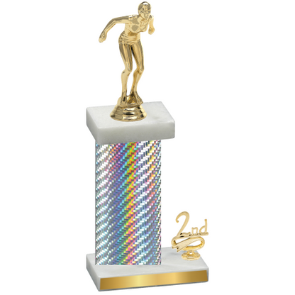 Accented Single Silver Carbon Fiber Second Place Tennis Trophy