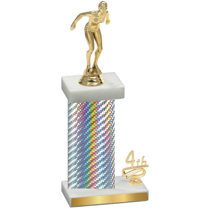 Accented Single Silver Carbon Fiber Fourth Place Tennis Trophy