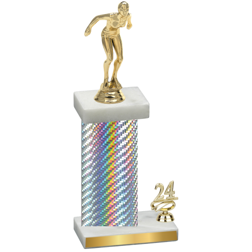 Accented Single Silver Carbon Fiber Year Tennis Trophy