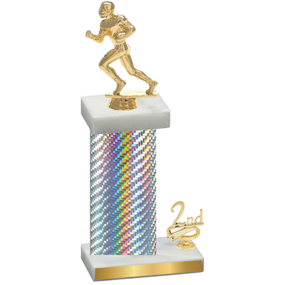 Accented Single Silver Carbon Fiber Second Place Football Trophy