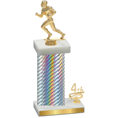 Accented Single Silver Carbon Fiber Fourth Place Football Trophy