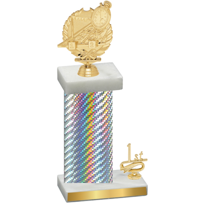 Accented Single Silver Carbon Fiber First Place Swimming Trophy