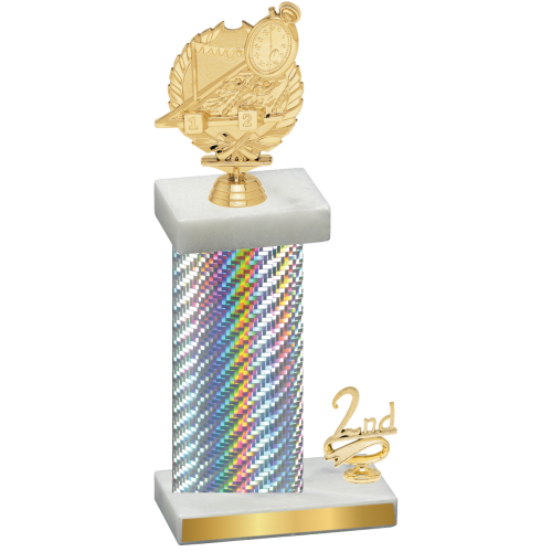 Accented Single Silver Carbon Fiber Second Place Swimming Trophy