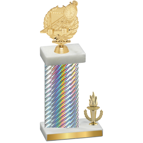 Accented Single Silver Carbon Fiber Victory Swimming Trophy