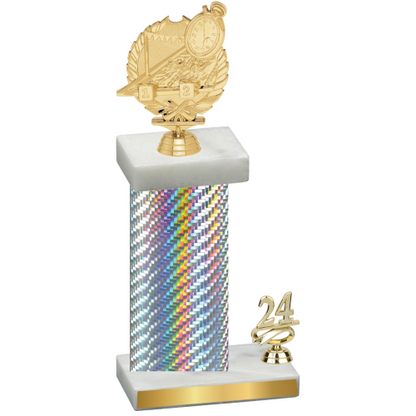 Accented Single Silver Carbon Fiber Year Swimming Trophy