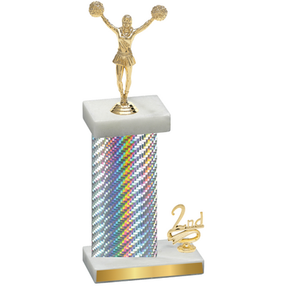 Accented Single Silver Carbon Fiber Second Place Cheerleading Trophy