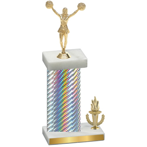 Accented Single Silver Carbon Fiber Victory Cheerleading Trophy