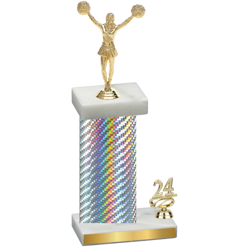 Accented Single Silver Carbon Fiber Year Cheerleading Trophy