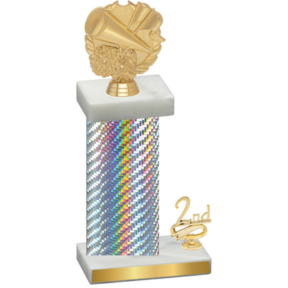 Accented Single Silver Carbon Fiber Second Place Cheerleading Trophy