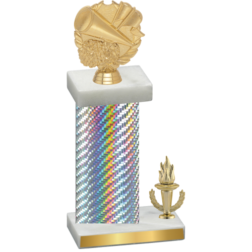 Accented Single Silver Carbon Fiber Victory Cheerleading Trophy