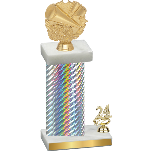 Accented Single Silver Carbon Fiber Year Cheerleading Trophy