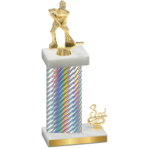 Accented Single Silver Carbon Fiber Third Place Hockey Trophy