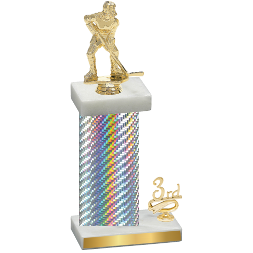 Accented Single Silver Carbon Fiber Third Place Hockey Trophy