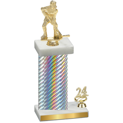 Accented Single Silver Carbon Fiber Year Hockey Trophy