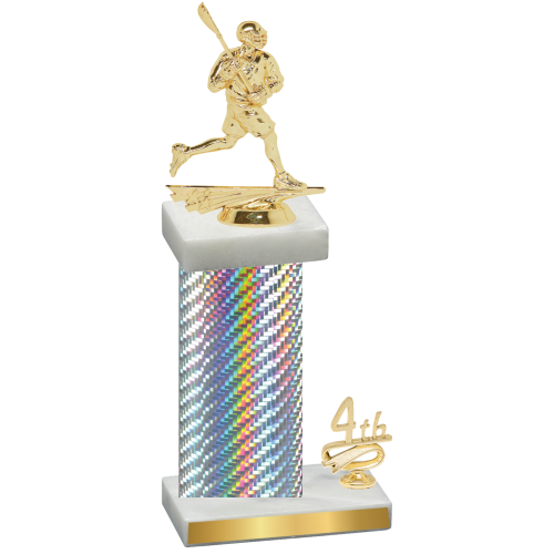 Accented Single Silver Carbon Fiber Fourth Place Lacrosse Trophy