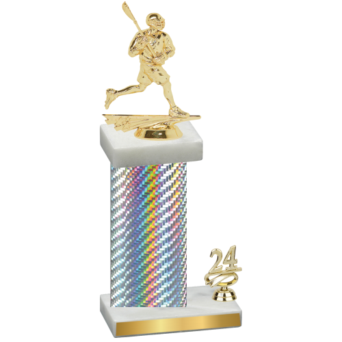Accented Single Silver Carbon Fiber Year Lacrosse Trophy