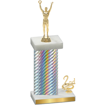 Accented Single Silver Carbon Fiber Second Place Victory Trophy