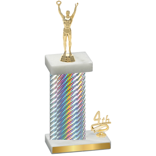 Accented Single Silver Carbon Fiber Fourth Place Victory Trophy