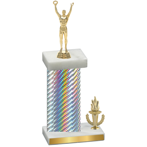 Accented Single Silver Carbon Fiber Victory Victory Trophy