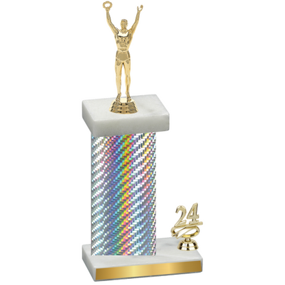 Accented Single Silver Carbon Fiber Year Victory Trophy