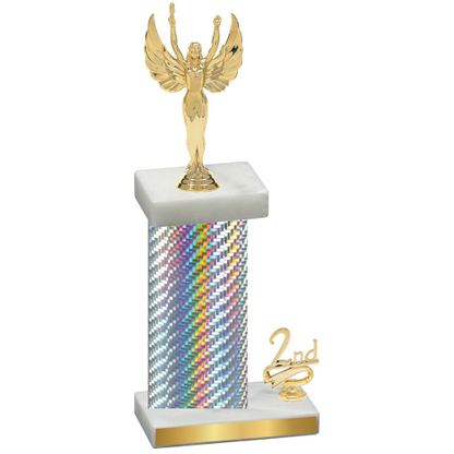 Accented Single Silver Carbon Fiber Second Place Victory Trophy