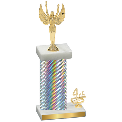 Accented Single Silver Carbon Fiber Fourth Place Victory Trophy
