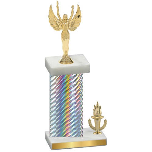 Accented Single Silver Carbon Fiber Victory Victory Trophy