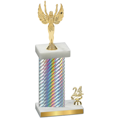 Accented Single Silver Carbon Fiber Year Victory Trophy