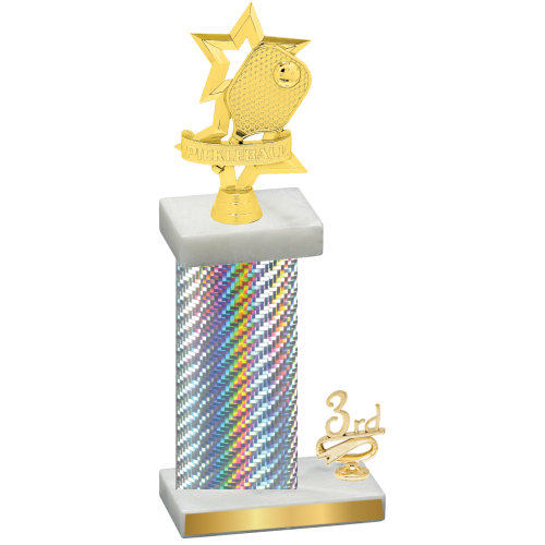 Accented Single Silver Carbon Fiber Third Place Pickleball Trophy