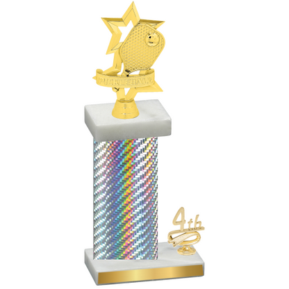 Accented Single Silver Carbon Fiber Fourth Place Pickleball Trophy