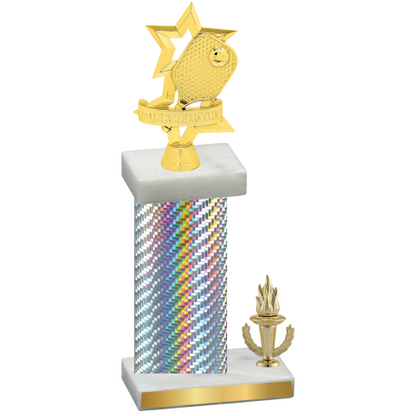 Accented Single Silver Carbon Fiber Victory Pickleball Trophy