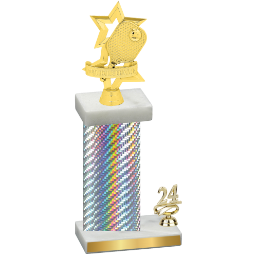 Accented Single Silver Carbon Fiber Year Pickleball Trophy