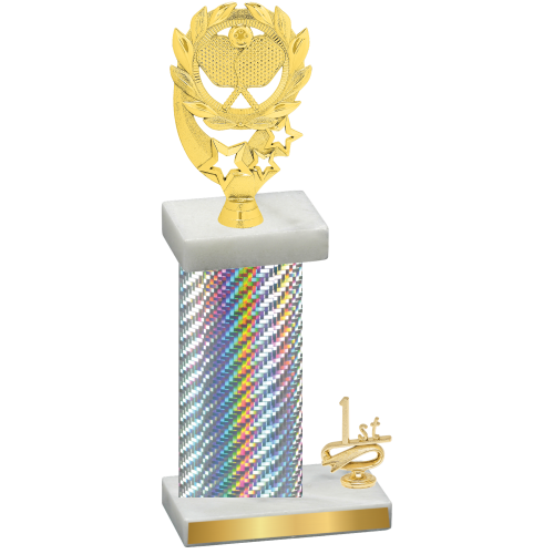 Accented Single Silver Carbon Fiber First Place Pickleball Trophy