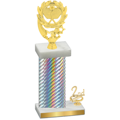 Accented Single Silver Carbon Fiber Second Place Pickleball Trophy