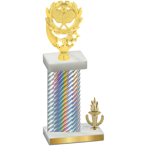 Accented Single Silver Carbon Fiber Victory Pickleball Trophy